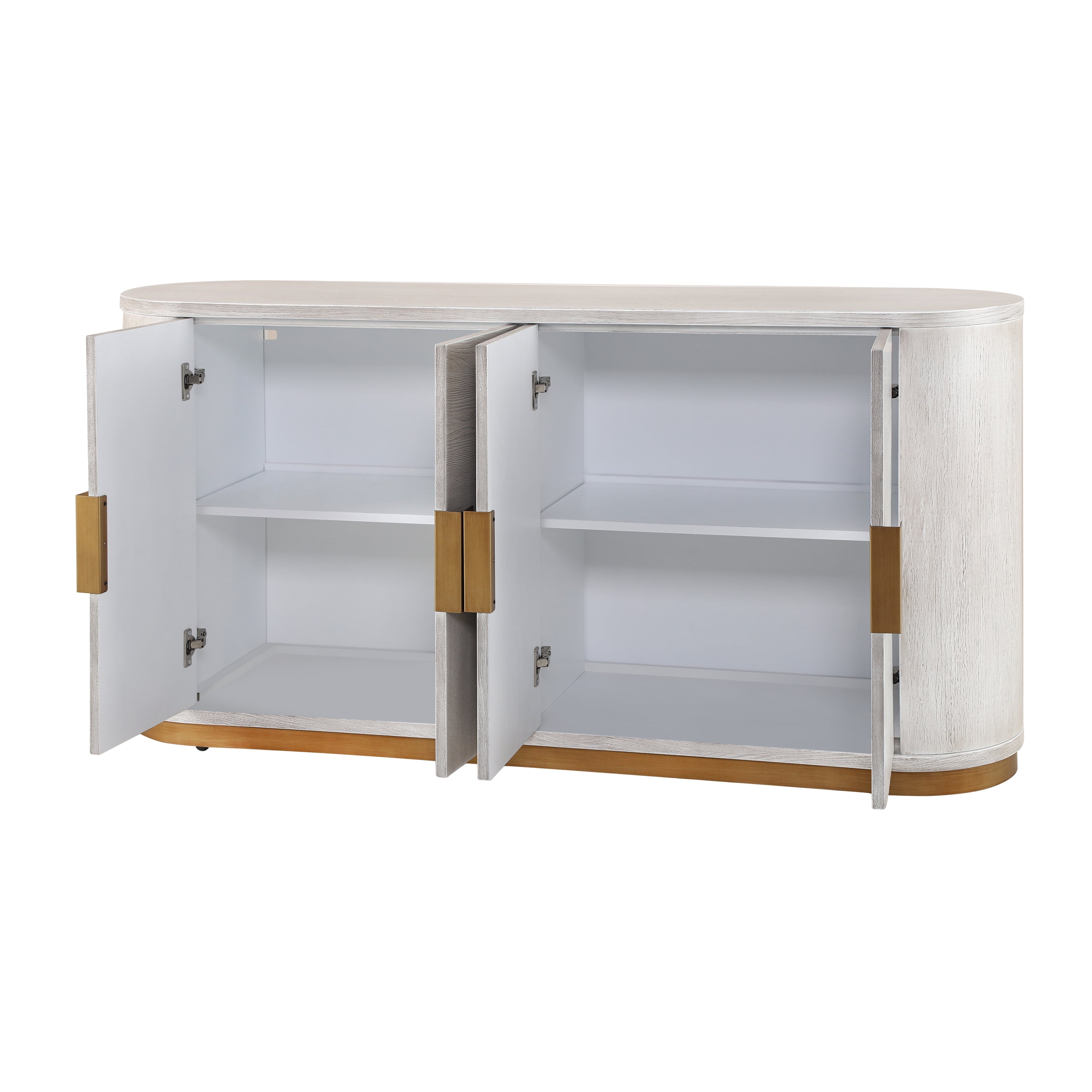 Euroco 58.3" Large Buffet Sideboard Cabinet with Storage, Modern Coffee Bar Wine Bar Storage Cabinet with 4 Doors & Adjustabel Shelves for Dining Room, Living Room, Hallway,White+Gray