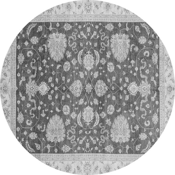 Ahgly Company Indoor Round Oriental Gray Traditional Area Rugs, 4' Round