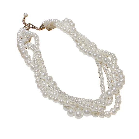 Lifetechs Multi Layer Stackable Necklace Twist Artificial Pearls Choker Necklace Simple Sweater Chain Jewelry Gift