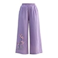 thumbnail image 7 of MYAOYINo Boundaries Linen Pants for Women Plum Blossom Embroidery Wide Leg Elastic Waist Casual, 7 of 7