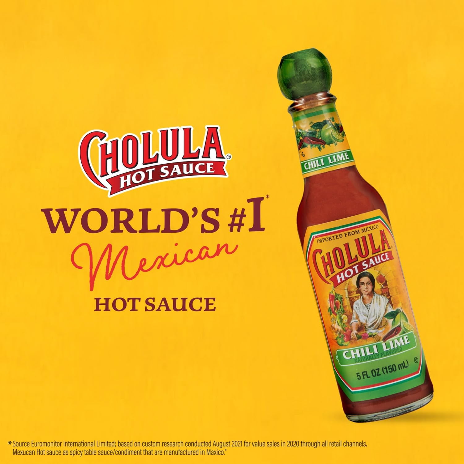 Cholula Chili Lime Hot Sauce, Mild Flavorful Hot Sauce, 5oz (12 Pack)