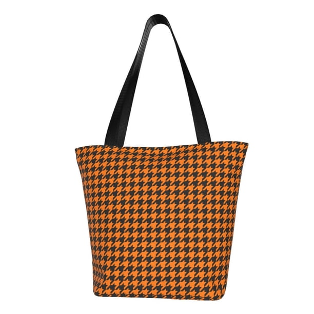 Easygdp Black And Orange Houndstooth Bolso de Hombro para Mujer, Bolso Bandolera y Cartera de Mano Elegante para Uso Diario