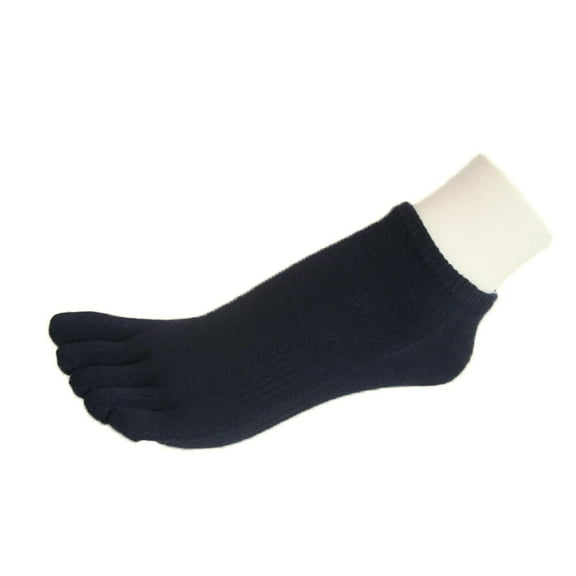 Couver Unisex Five Fingers Toed No Show Crew Toe Socks, Navy, Small
