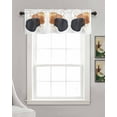 thumbnail image 3 of Navy Blue Brown Art Kitchen Valances for Windows Farmhouse Linen Window Valance Curtain for Living Room Window Treatment Modern Art Geometric Splashing Valance Rod Pocket Topper Drape, 42 x 12 Inch, 3 of 6
