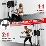 Mitonos Cable Crossover Machine, Lat Pull Down Machine with 18 Positions Dual Pulley System, Wall Mount LAT Pull Down Machine for Home Gym Fitness
