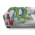 thumbnail image 3 of 70th Birthday Soft Flannel Fleece Blanket, House Party Theme with Colorful Balloons and Curls Fun Event Image, Cozy Plush for Indoor and Outdoor Use, 70" x 90", Fern Green and Blue, by Ambesonne, 3 of 6