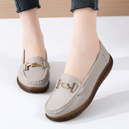 

Women‘s Metal Decor Flat Loafers Comfortable & Soft Sole Slip-On Loafers Casual & Versatile Walking Shoes