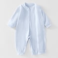 thumbnail image 5 of YDFCWX Baby Clothes Colorful Printed Crewneck Long Sleeve Bodysuit Casual Fall Romper Unisex Outfit Blue,0-3 Months, 5 of 8