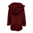thumbnail image 6 of Lovskoo Womens Full Zip Up Hoodie Fuzzy Fleece Jacket Winter Long Sleeve Solid Color Knit Outerwear Double Pocket Hooded Cardigan Jacket Claret, 6 of 7