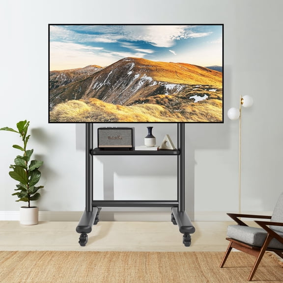 Modern Large Rolling TV Cart for 50-92 Inch Flat Panel TVs, Holds up to 200 lbs