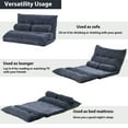 thumbnail image 5 of Sofa Bed Floor Cute Futons Sets with 2 Pillows, Comfortable Lazy Sofa Adjustable Folding Futon Sofa, Reading Gaming Lounge Sofa for Living Room Small Spaces Apartment, Antique Navy, 5 of 7