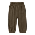 thumbnail image 6 of Spazoro Boys Casual Cotton Linen Joggers, Lightweight Breathable Elastic Waist Loose Tapered Pants for Everyday Comfort Brown Size 4-5, 6 of 6