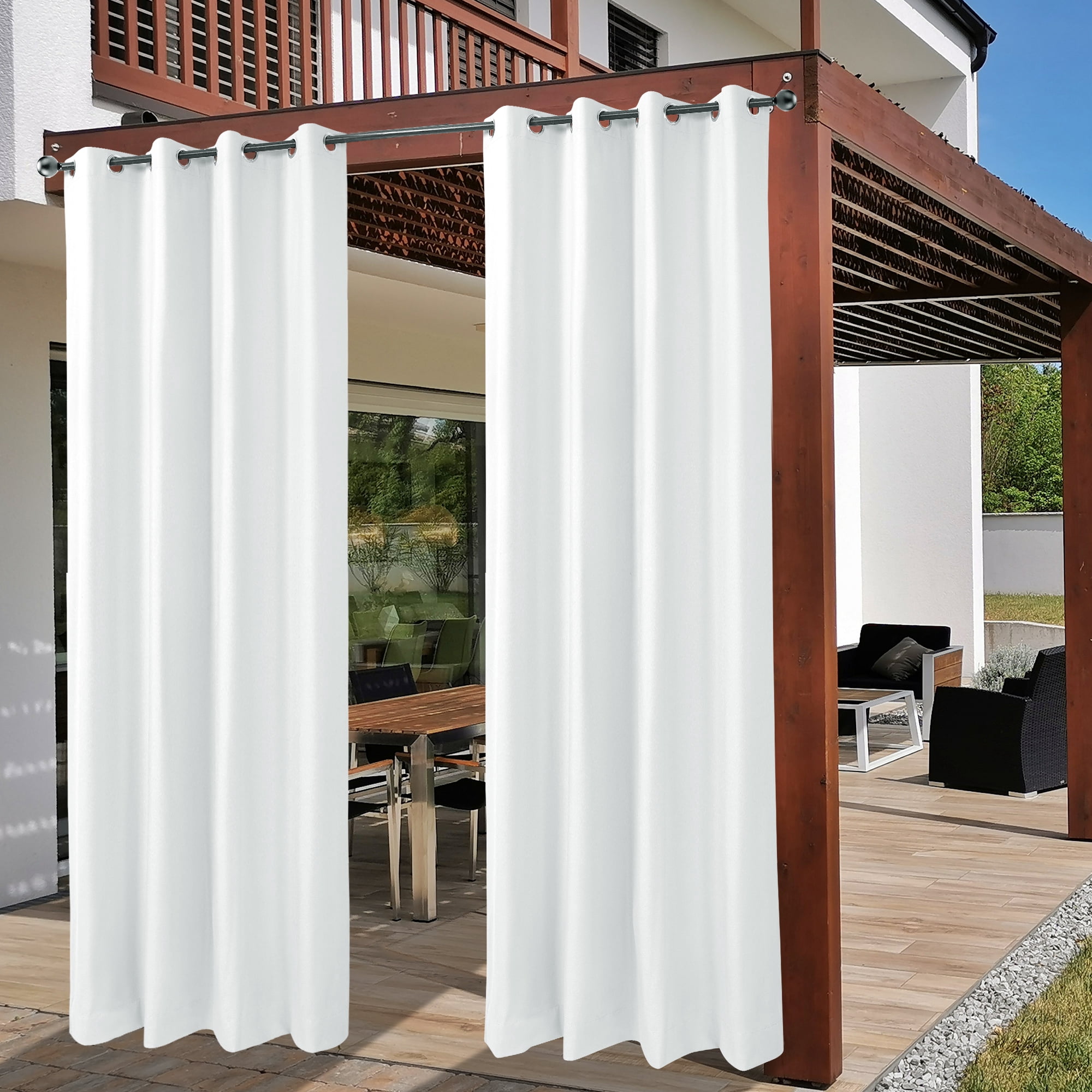 Unique Bargains 2 Panels Bedroom Waterproof 100% Blackout Curtains White 52"Wx108"L