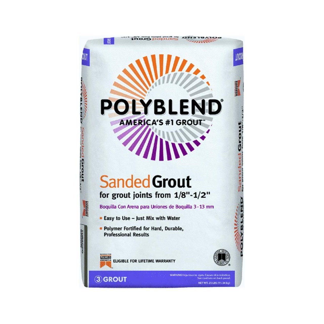 Custom BLDG Products PBG18025 Polyblend Tile Grout, 25 Lb, Bag, No 180