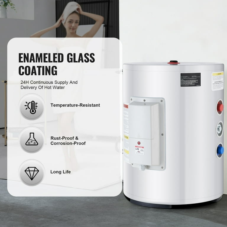 KFFKFF Powered Water Warmer, 10 Gallon Capacity Instantaneous Water Warming Unit, 1.6Kw Tankless Heat Device w/ Digital Screen, Dial Regulation, IPX4 Water-Resistant Lateral Connection On-Demand