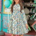 thumbnail image 2 of DISNIMO Hummingbird Dress Kids Floral Long Sleeve Dress Kids Girls School Dresses Size 4-5 Year-Old Dresses with Collars for Girls Dresses with Button Front Girl Midi Dress Fall Skater Dress Girls, 2 of 7