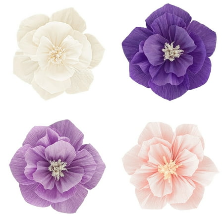 

4Pcs 8inch Tissue Paper Pom Poms Paper Flower Wall Decorations for Bridal Showers Baby Showers Weddings Graduations Tea Parties & More