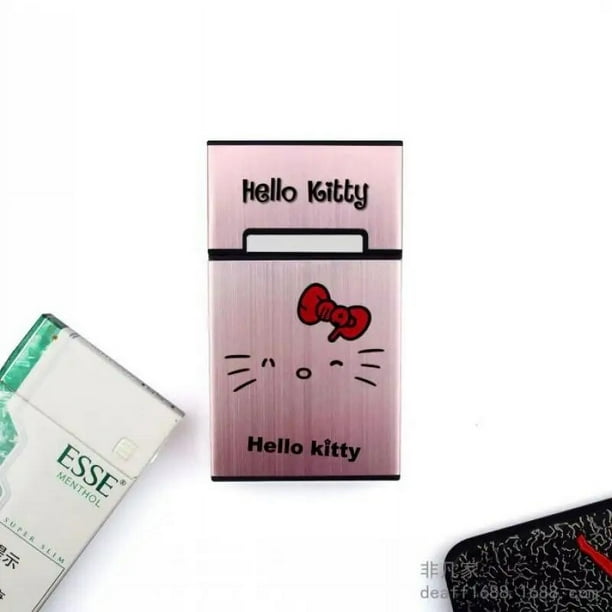 hello kitty cigarette box Sanrio Hello Kitty Metal Cigarette Case Automatic Flip Cartoon Anime  Aluminum Alloy Portable Collection Cute Thin Smoke Box Gift
