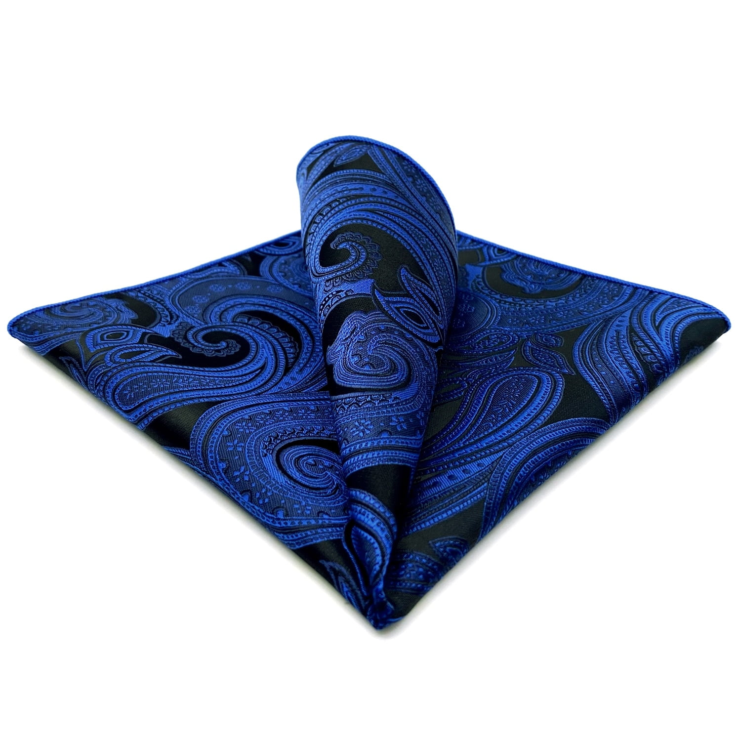 Navy Blue Paisley Silk Pocket Square Mens Hanky Designer Large - Walmart.com