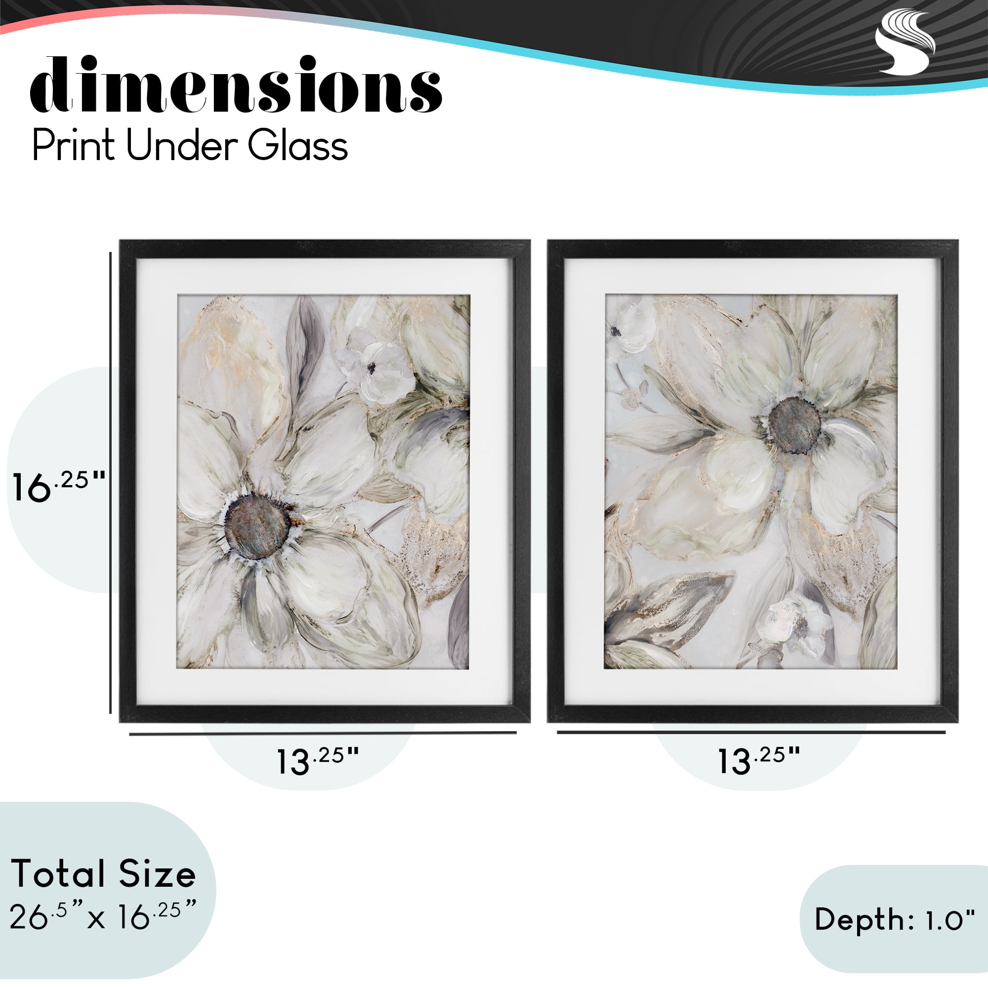 Stupell Industries Sandstone Tinted Blooms 2 Piece Black Framed Print Under Glass Set, design by Carol Robinson