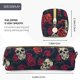 thumbnail image 3 of Disketp Roses Skulls Estuche de Lápices de Cuero con Cierre, Estuche Compacto para Papelería, Bolígrafos y Accesorios Pequeños, 3 of 7