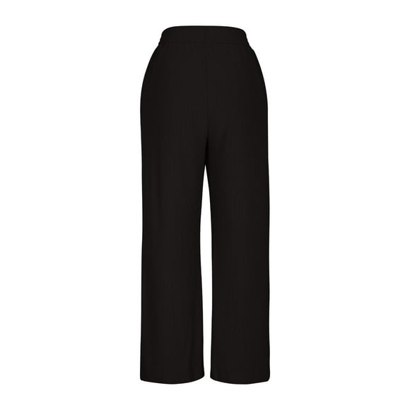 Fall Saving! HVOBTTY Women's Casual Long Trousers, Womens Solid Color Mid-waist Elastic Spring Fashion Casual Pants Black, XL