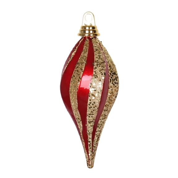 Vickerman 8'' Red-Gold Glitter Swirl Drop Christmas Ornament