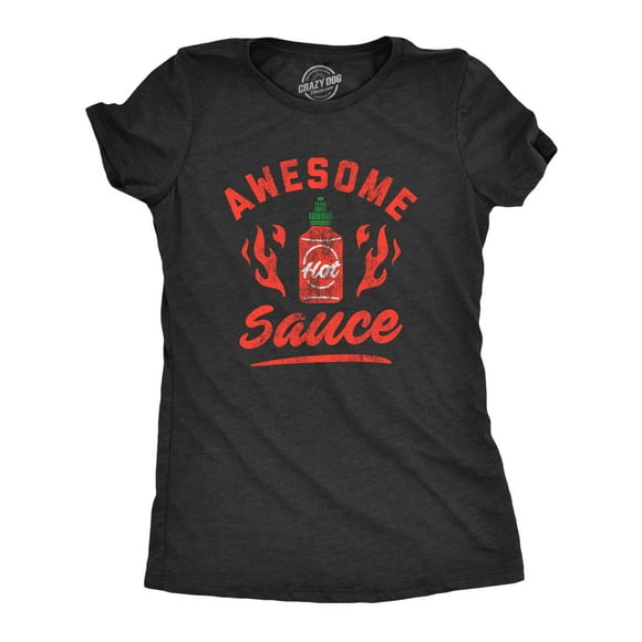 Womens Awesome Sauce T Shirt Funny Saying Cool Nerdy Tee Fun Joke for Foodie (Heather Black) - M