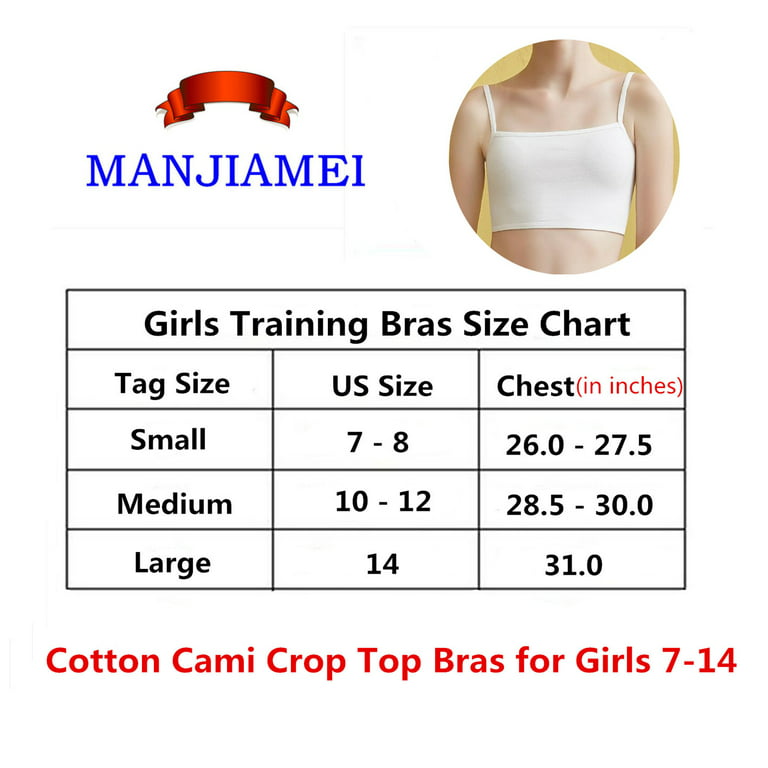 MANJIAMEI 8 PACK Training Bras for Girls 7-8 Cotton Crop Cami