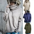 thumbnail image 2 of Suéter de punto de manga larga con cuello alto y hilo hilado en el núcleo para mujer de moda europea y estadounidense, 2 of 6