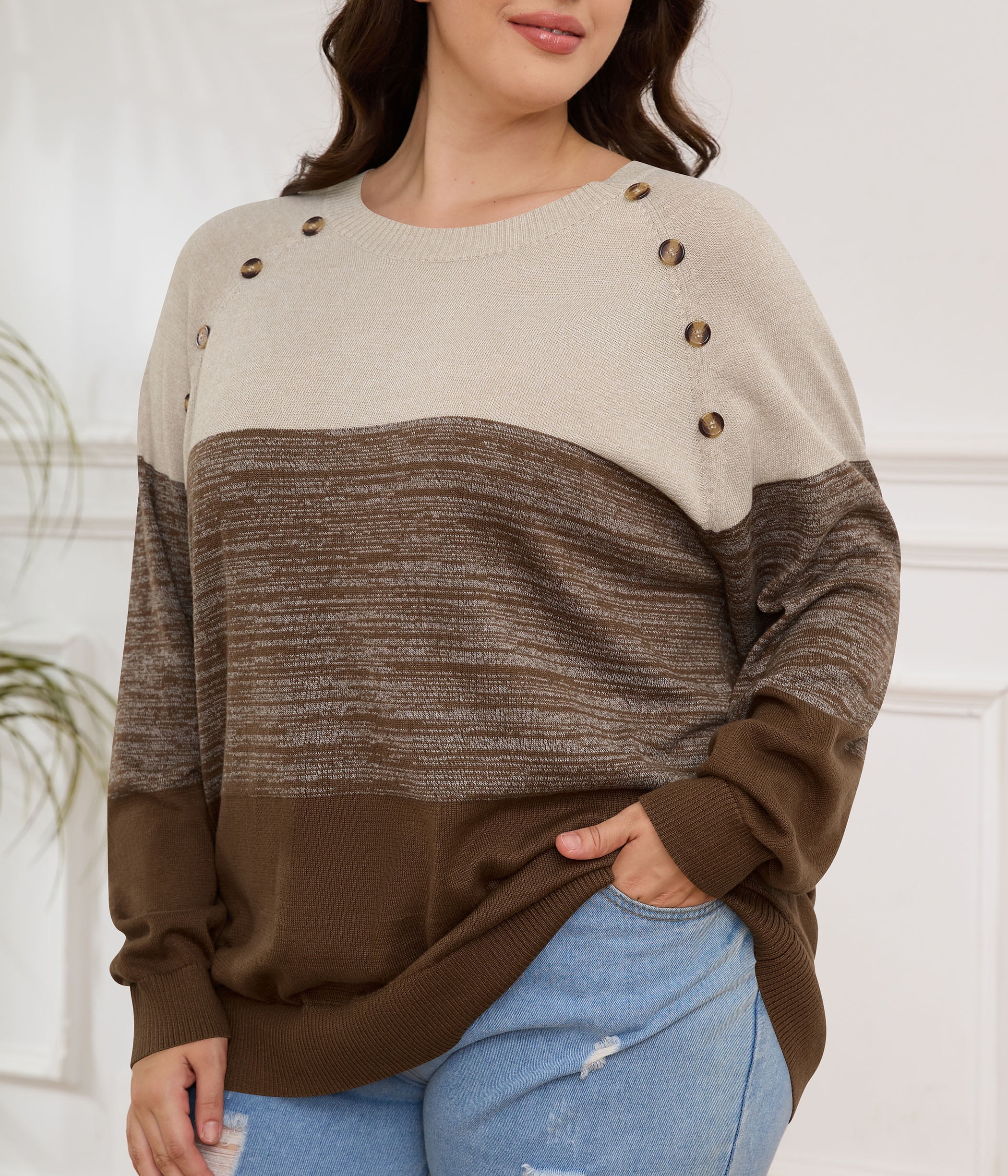 Women's Oversized Long Sleeve Casual Knit Pullover Sweater Pullover - image 2