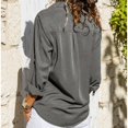 thumbnail image 5 of Women Casual Solid Long Sleeve Turn Down Collar Pockets Button Front Shirt Tops, 5 of 5