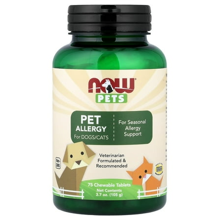 NOW Foods Pets, Pet Allergy for Dogs/Cats, 75 Chewable Tablets