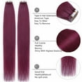 thumbnail image 3 of Benehair Tape In Human Hair Extensions Thick 100% Remy Real Skin Weft Seamless Full Head for Woman 40 pcs/100g Purple US, 3 of 10