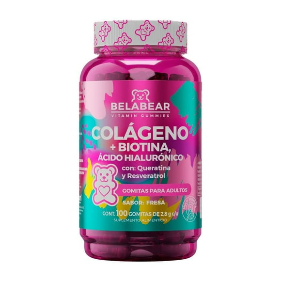 Suplemento alimenticio Belabear Vitamin Gummies colágeno + biotina, ácido hialurónico 100 gomitas 2.8 g c/u