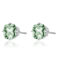 thumbnail image 5 of 14K Solid White Gold 7mm Cushion-Cut Green Quartz Studs Gemstone Earrings August Birthstone Jewelry, 5 of 10