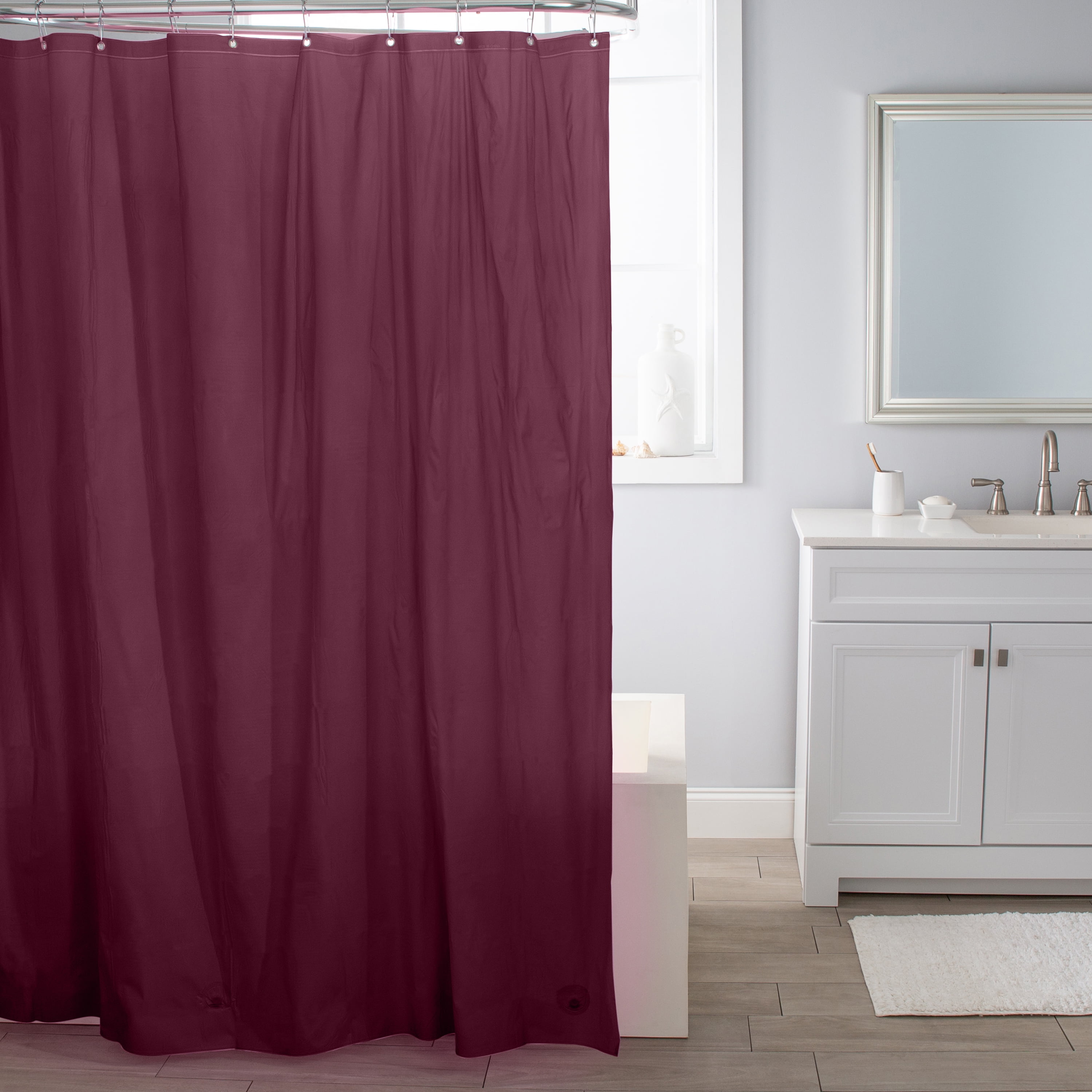 Bath Bliss 2 Pack PVC 70" x 72" Heavy Weight Bathroom Shower Liner in Solid Burgundy