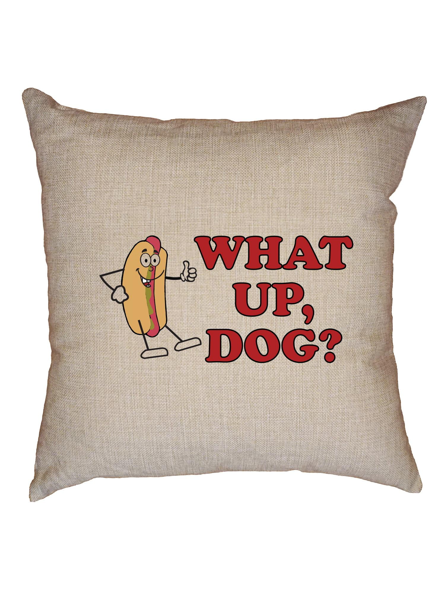 What Up, Dog? Fun Playful Hot Dog Graphic Decorative Linen Throw