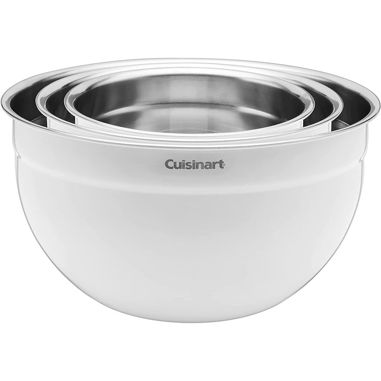 Cuisinart Set of 3 Stainless Steel Mixing Bowls with Lids  Stainless steel  mixing bowls, Steel mixing bowls, Mixing bowls