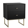 thumbnail image 6 of Eclife Set of 2 Black Nightstand with Gold Legs Wood 2 Drawers Dressers for Bedroom Storage, 6 of 8