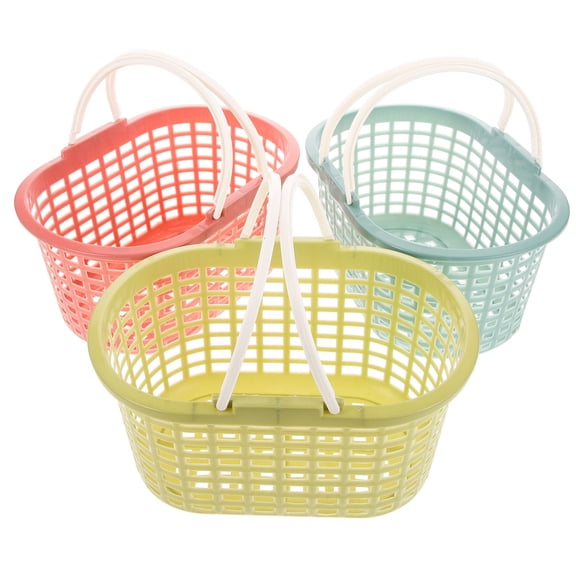 BESTOYARD 3Pcs Multi Functional Plastic Basket with Handle for Vegetable Fruit and Sundries Storage