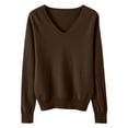 thumbnail image 3 of Eiyaclvo V Neck Sweater for Women Lightweight Long Sleevee Knit Pullover Top Fall Loose Fit Cozy Sweaters, 3 of 6