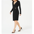 thumbnail image 4 of I-N-C Womens Wrap Sweater Dress, Black, X-Large, 4 of 6