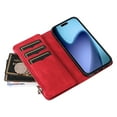 thumbnail image 6 of Dteck Wallet Case for iPhone 17 Air 6.6 Inch, 9-Card Holder Soft PU Leather Magnetic Flip Shoulder Strap Zipper Pocket Phone Case Fit for iPhone 17 Air,Red, 6 of 9