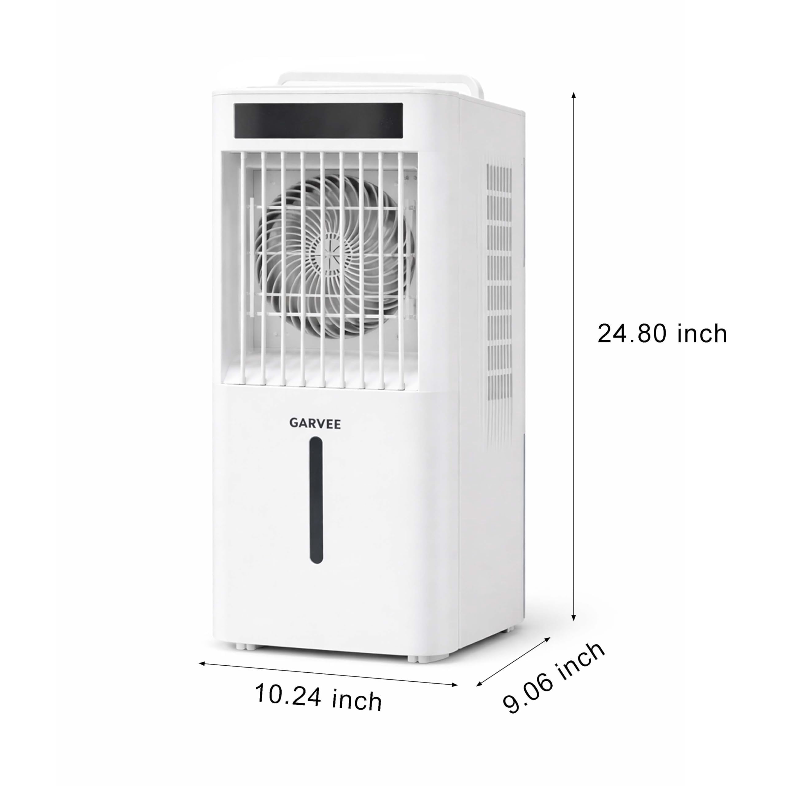 2.6Gal Portable Air Conditioners, 3-in-1 Swamp Cooler with HEPA Filter, Remote Control, 6 Speeds & 3 Modes, Quiet Operation for Rooms Up to 450 Sq Ft, 24-Hour Timer, 360° Swivel Casters
