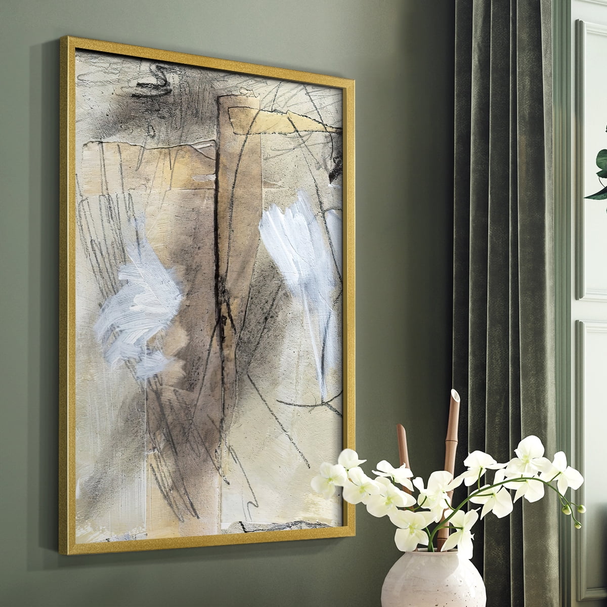 Masked Notes VIII Framed Print in Gold Solid Wood Framed Print No Nail Hanging
