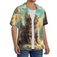 thumbnail image 2 of Gukieu Sunshine Cloud Cute Cat Print Men's Short-sleeved Shirts, Button-down Pocket Shirts, T-shirts, Beach Vacation Travel Summer Clothing-Large, 2 of 5