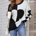 thumbnail image 3 of Vedolay Sweaters Womens V Neck Sweater Lantern Sleeve Oversized Henley Knit Pullover Tops,Black S, 3 of 5
