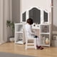 thumbnail image 4 of Historyli Tocador 2 en 1,tocador de princesa con luz táctil,espejo triple desmontable,estantes abiertos,juego de maquillaje de madera con silla para niñas,color blanco, 4 of 7