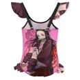 thumbnail image 2 of Kamado Nezuko Girls Swimsuit Ruffle One-piece Beachwear Kids Cute Swimwear Summer Bathing Suit 8-10Y（130cm）, 2 of 8